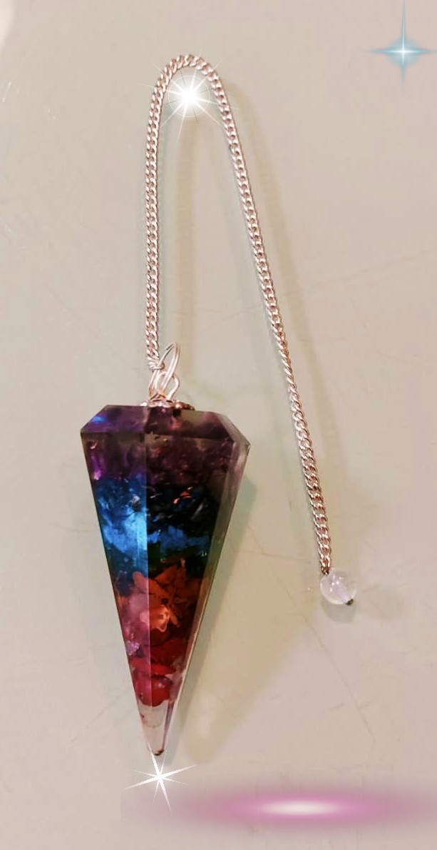 Tachyon Orgonite Chakra Pendant, Crystal Chips