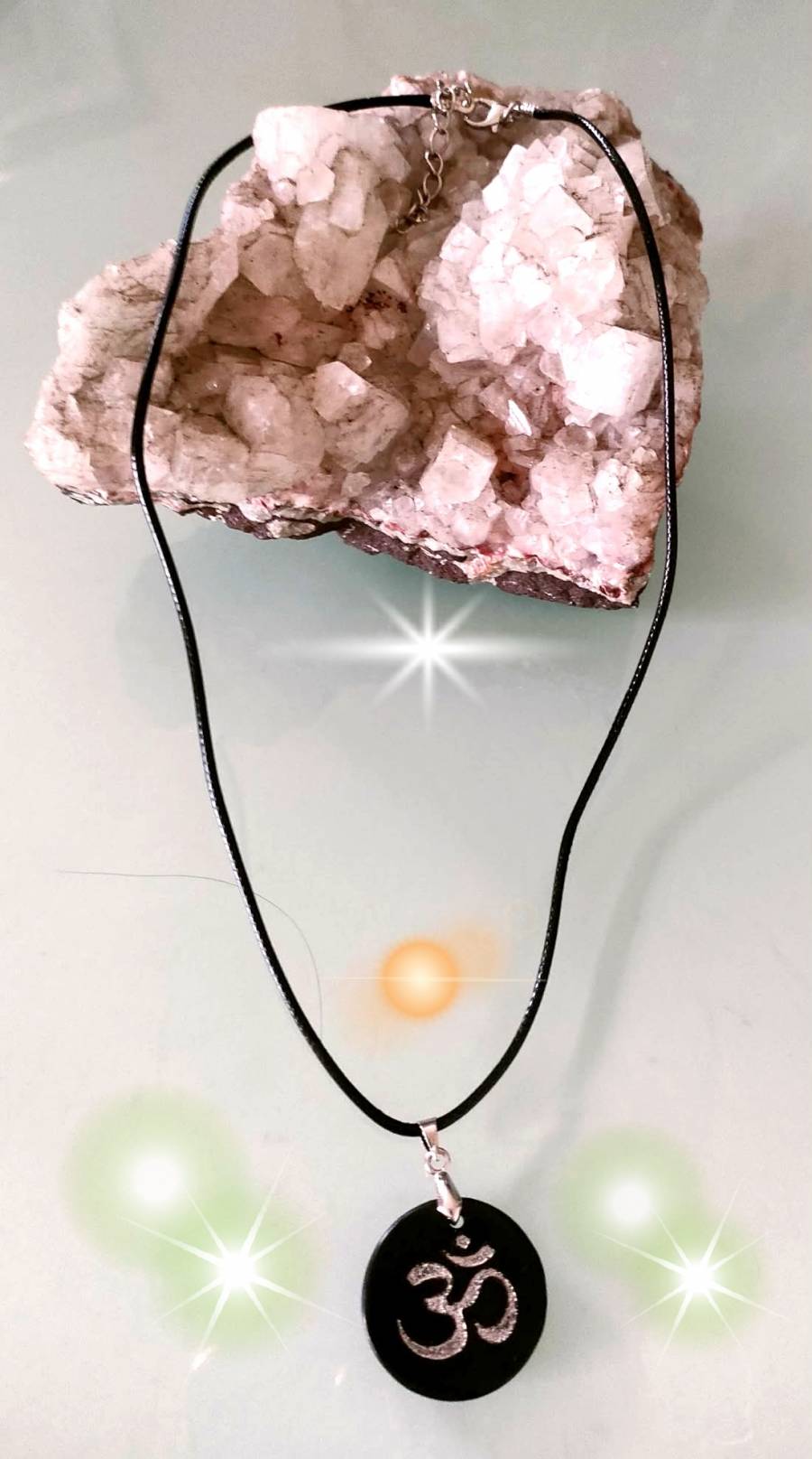 Tachyon Natural Karelia Shungite Om Necklace